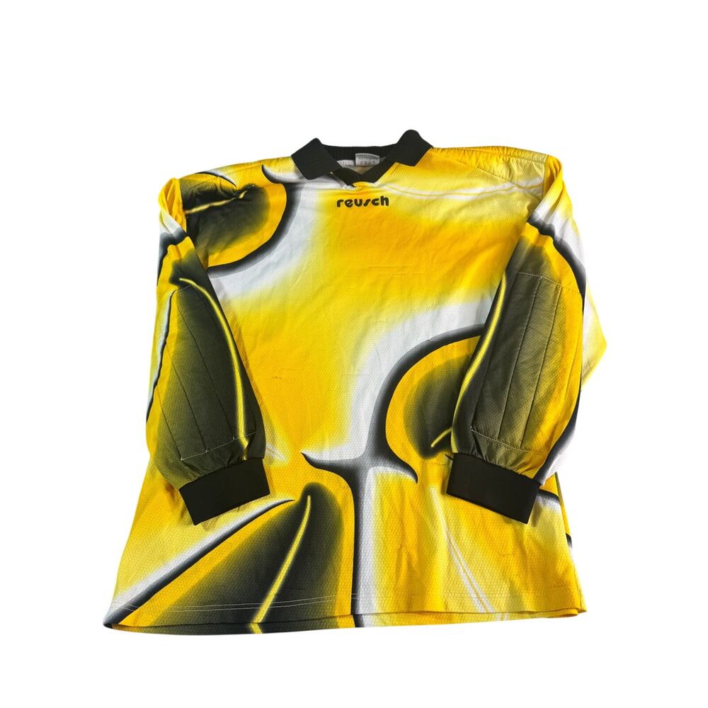 Vintage Reusch Goalkeeper Jersey Mens XL Yellow Black Soccer Made in Italy